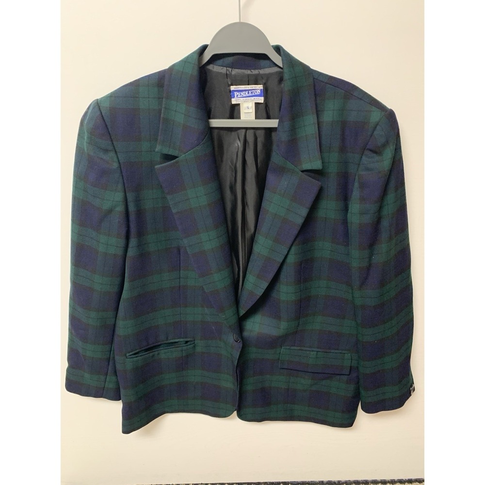 Vintage Pendleton Classic Scottish Tartan Plaid Blazer Suit Jacket Size 16